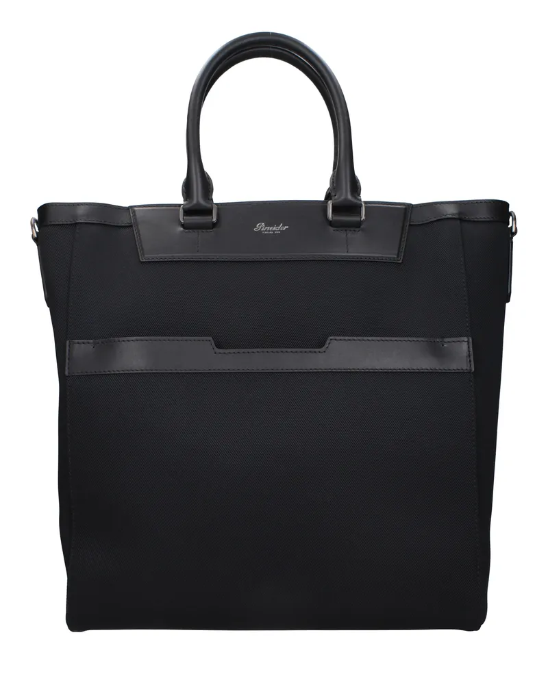 Pineider Herrens Handgefertigte schwarze Stofftasche -