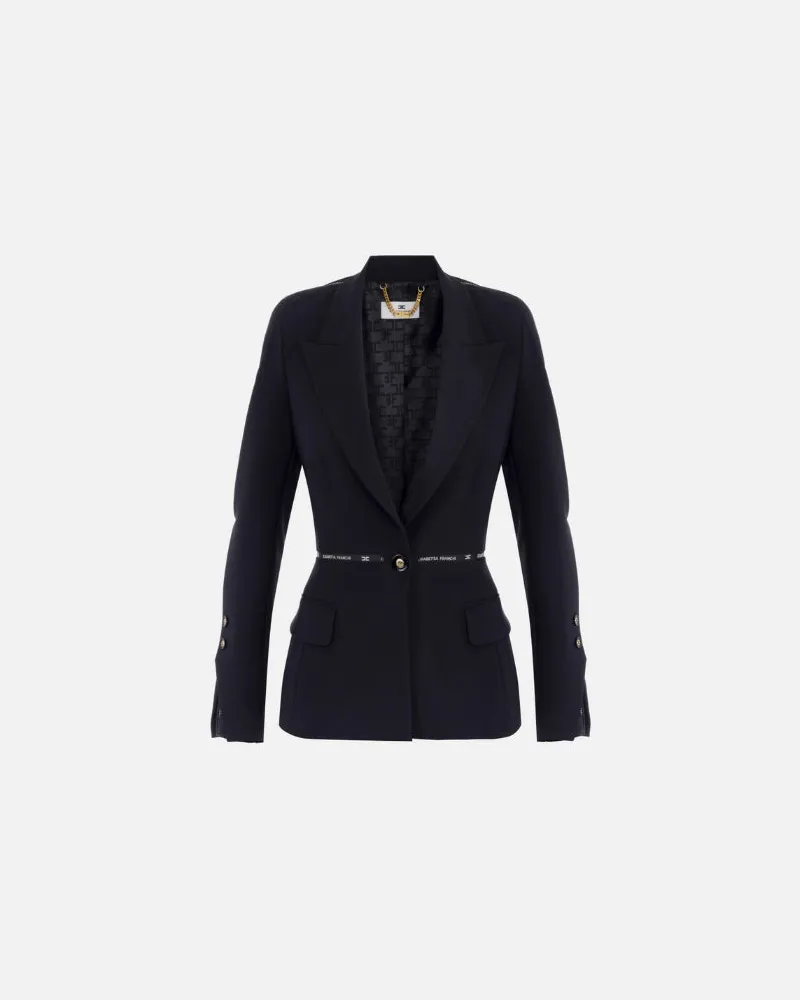Elisabetta Franchi Jacke mit Logo -Band Black