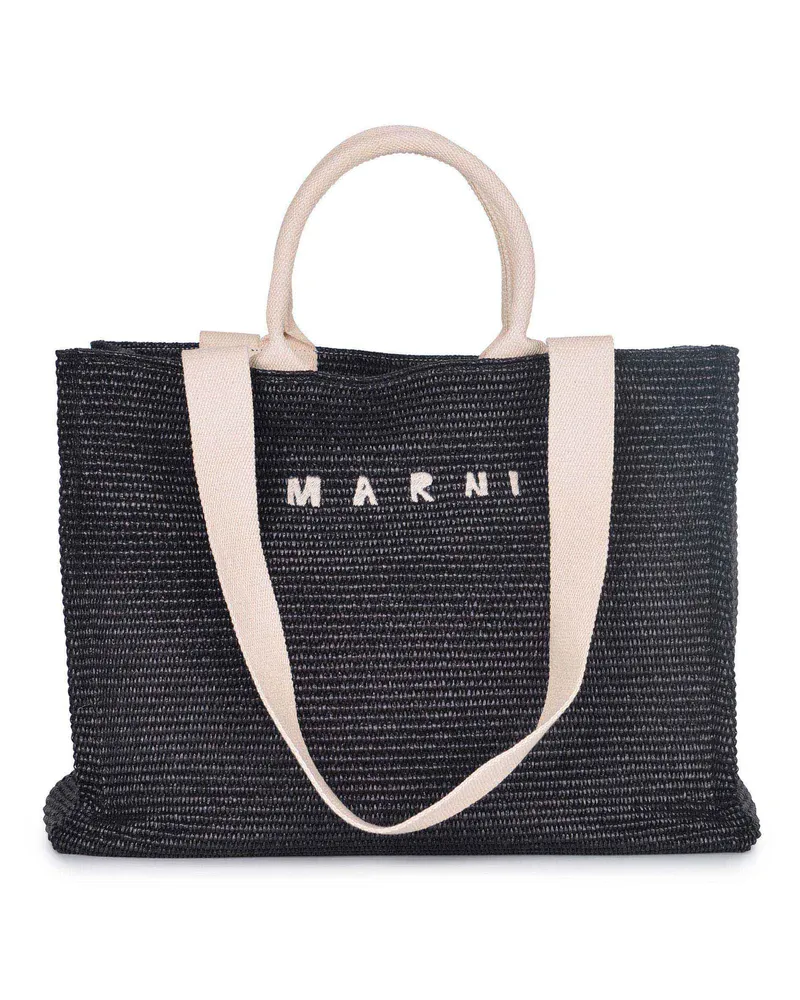 Marni Einkaufstasche aus schwarzem Raft Black