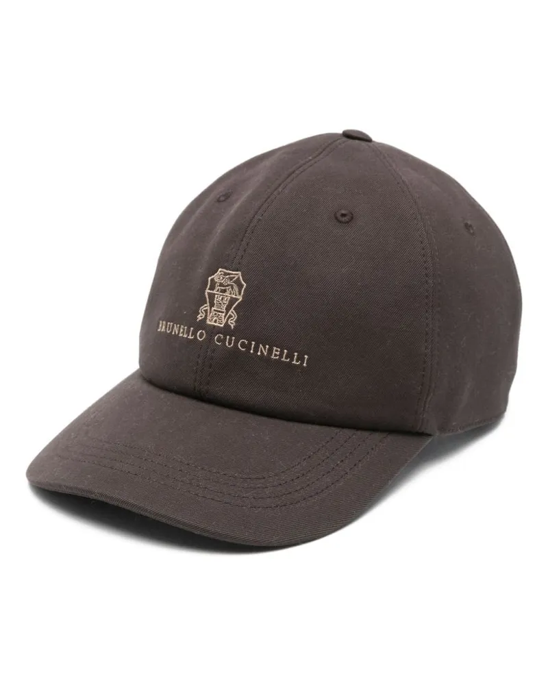 Brunello Cucinelli Logo Baumwollbaseballkappe Brown