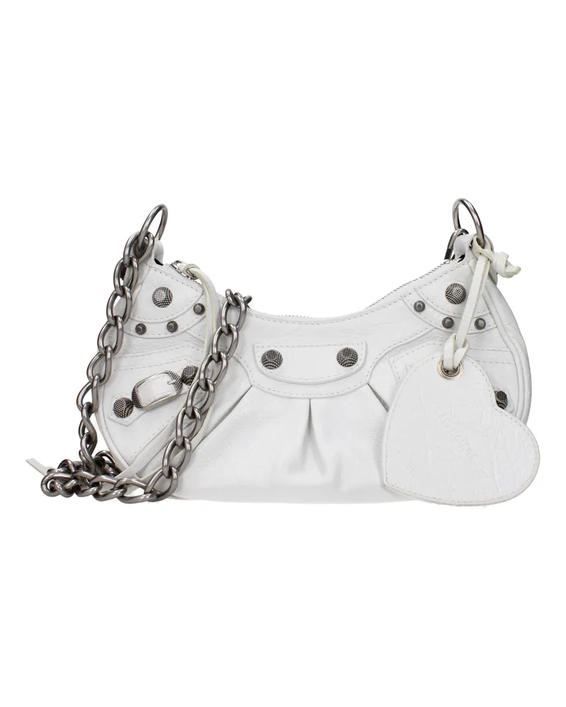 Balenciaga Le Cagole Damens Umhängetasche aus weißem/optisch weißem Leder -