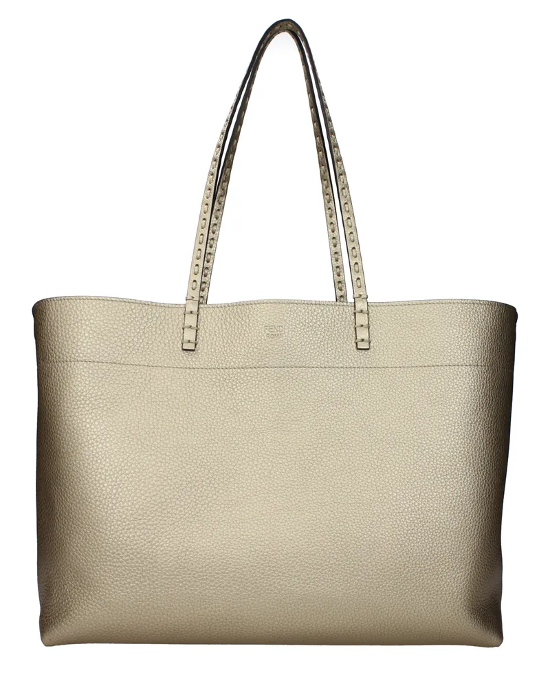 Fendi Damens Umhängetasche aus goldenem Leder -