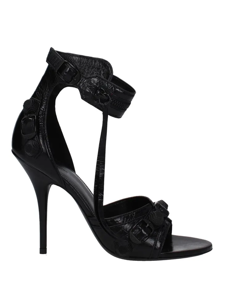 Balenciaga Cagole Sandalen Damens Leder Schwarz -