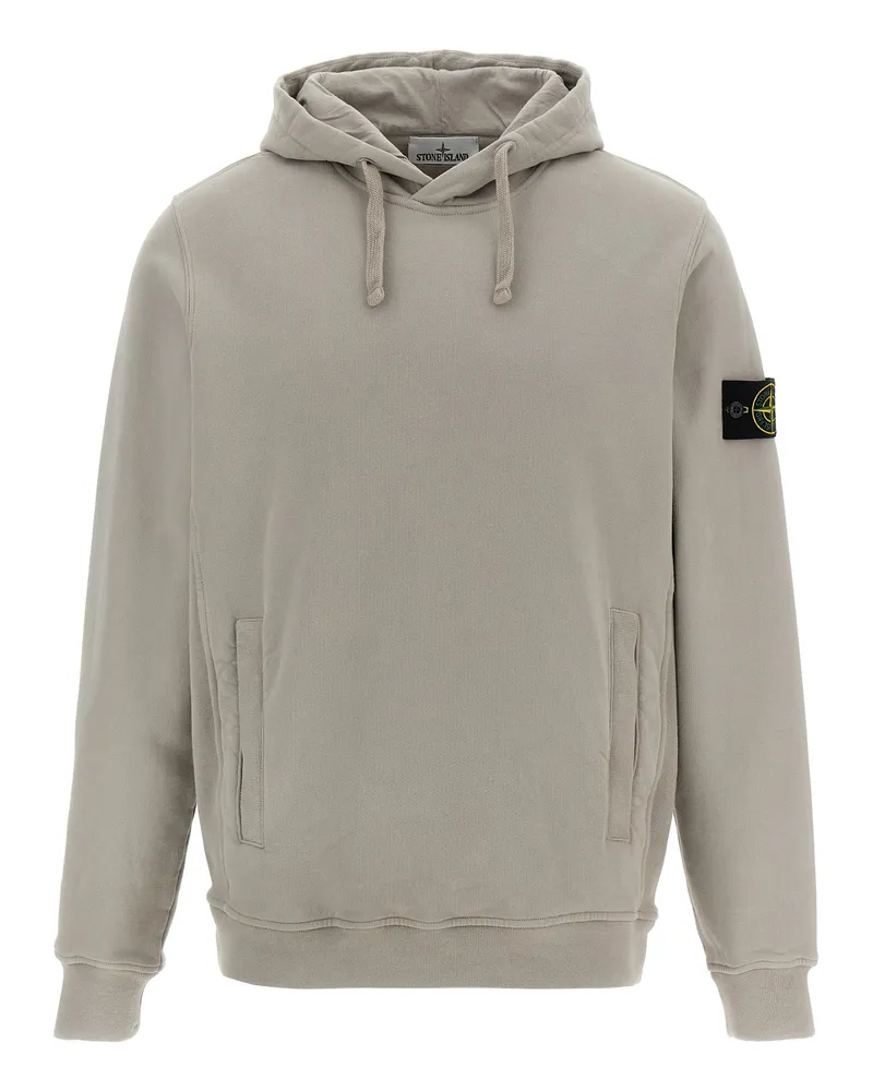 Stone Island Logo Badge Hoodie Beige