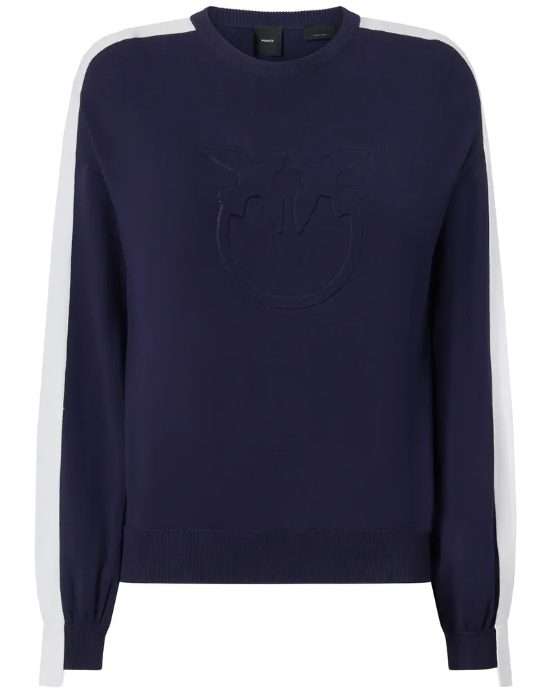 Pinko Crew-Hals-Sweatshirt mit breiten Ärmeln und geprägten Logo Blue