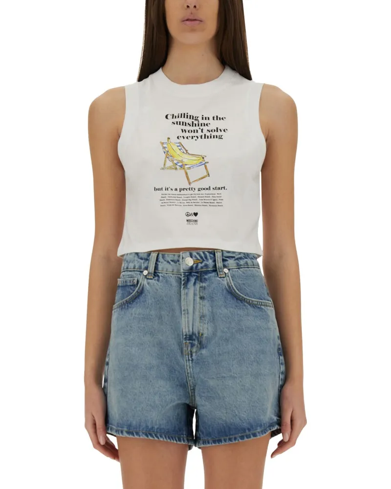 Moschino Moschino -Jeans krümmten sich mit Druckoberflächen White