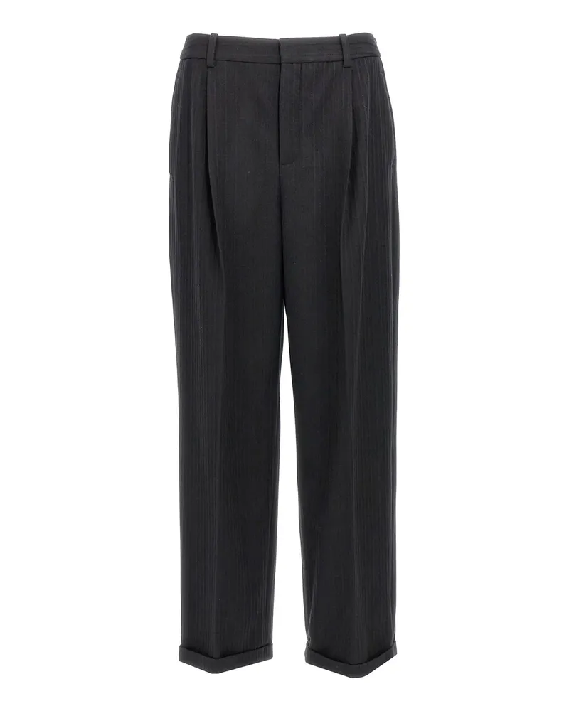Saint Laurent C BRO UND WOLENFLANNEL 90 gestreifte Hosen Black