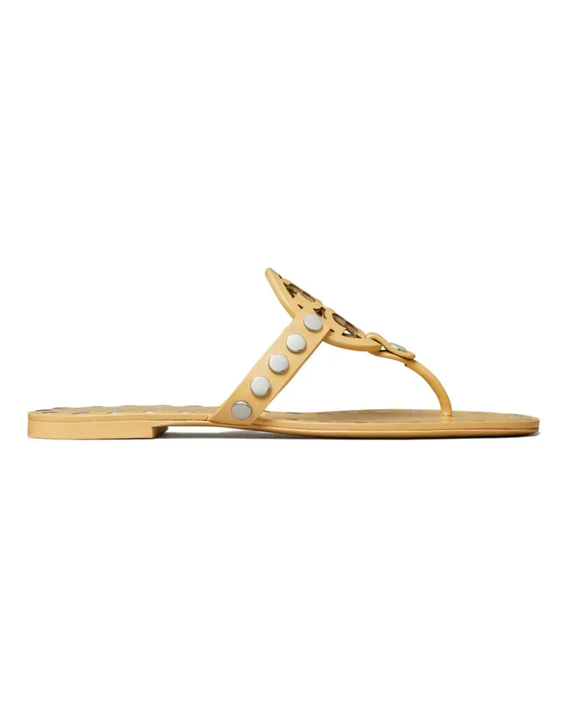 Tory Burch e besetzt Miller Leder flache Sandalen Beige