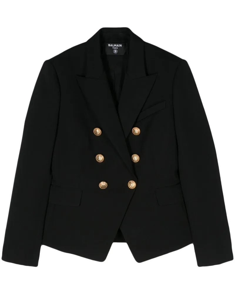 Balmain Double Breasted Woll Blazer Black