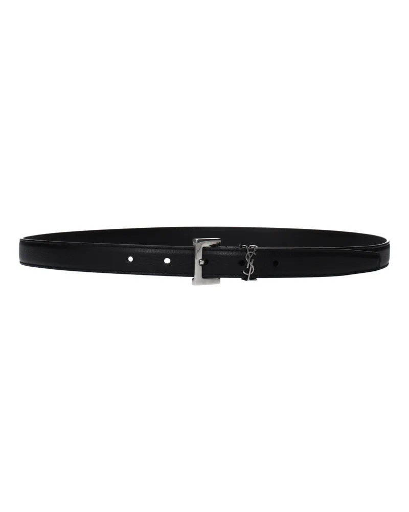 Saint Laurent Cassandre Gürtel Herren Leder Schwarz -
