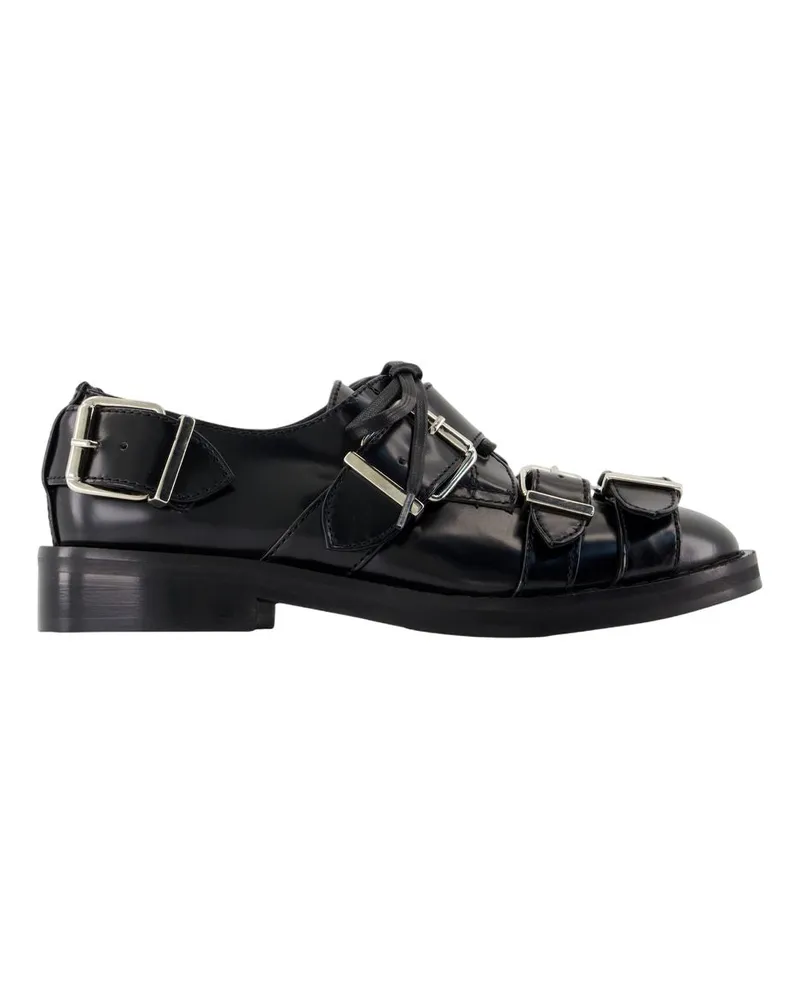 Simone Rocha Schnalle Brogue Mocassin  Leder schwarz Black