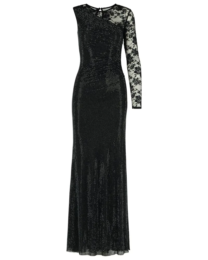 Self-Portrait Self -Porträt -Kleid von "Strass" schwarzes Polyester Black