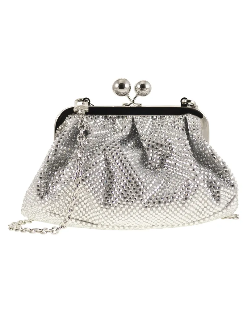 Weekend Max Mara Emy Kleine Tasche aus Satin und Strass White