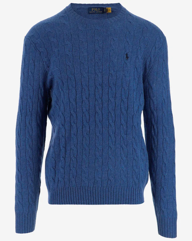 Ralph Lauren Wollpullover mit Zopfmuster Blue