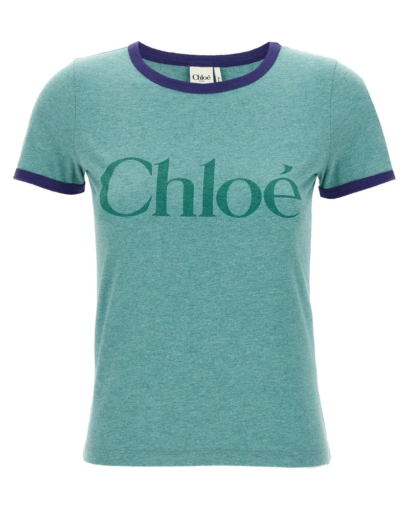 Chloé Chloé -Logo -Druck -T -Shirt Green