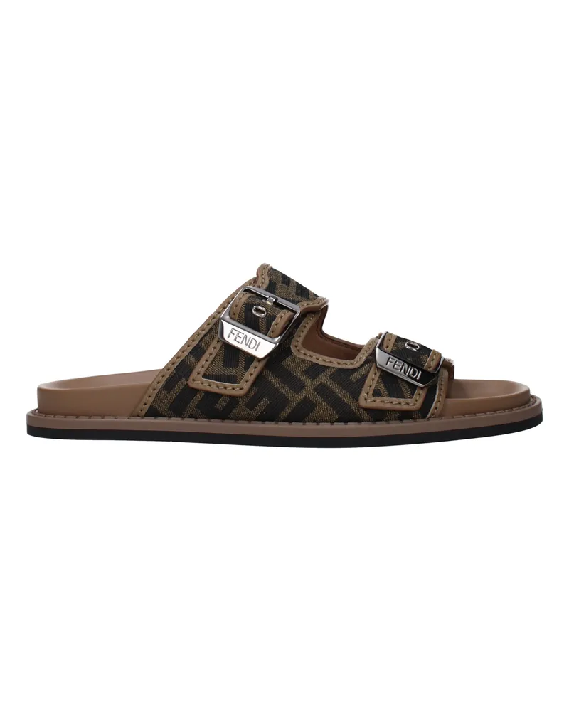 Fendi Hausschuhe und Hufe Männer Stoff braun/schwarz -