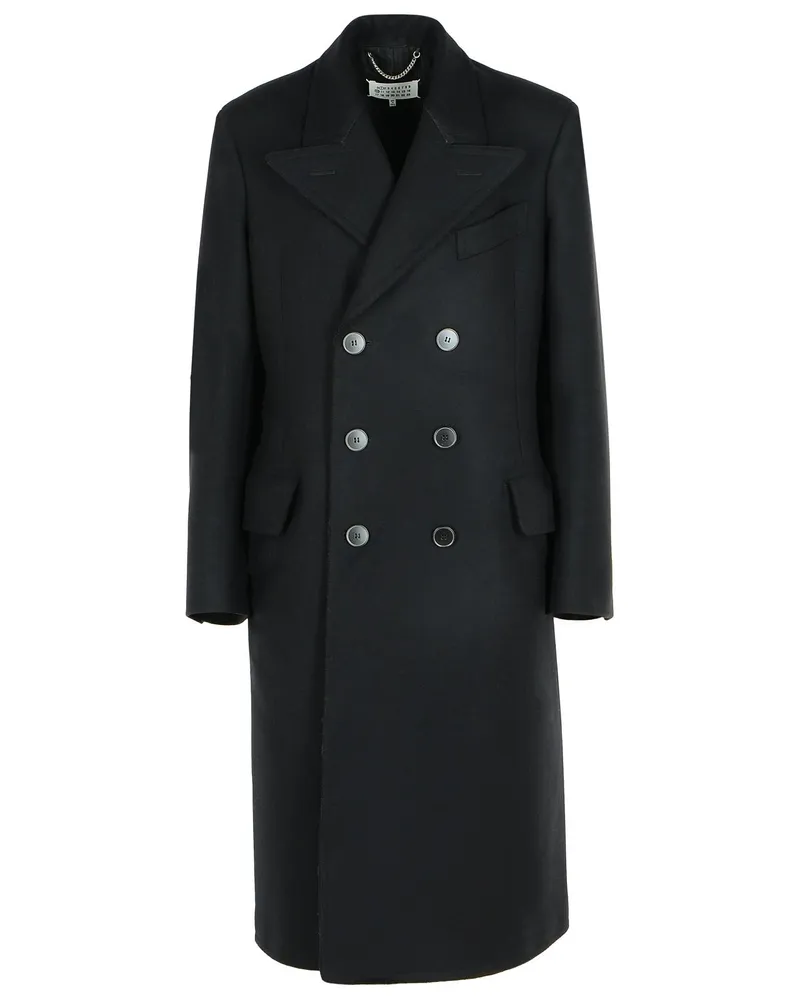 Maison Margiela Black Virgin Wollmantel Black