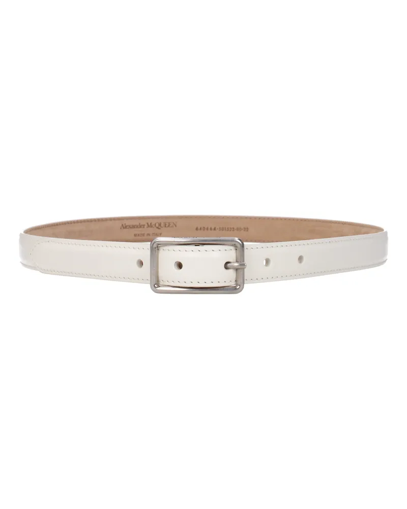 Alexander McQueen Frauen 's Ledergürtel weiß/Elfenbein -