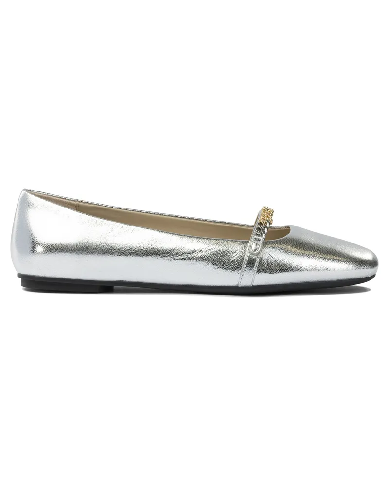 Pinko Lederballerinas mit quadratischer Zehenpartie Silver