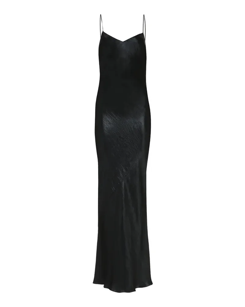 Saint Laurent Satin Long Kleid Black