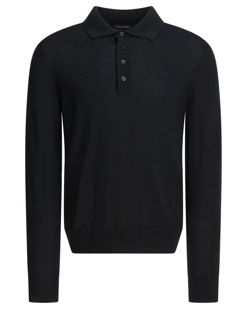 Tom Ford Langärmliges Poloshirt von Black