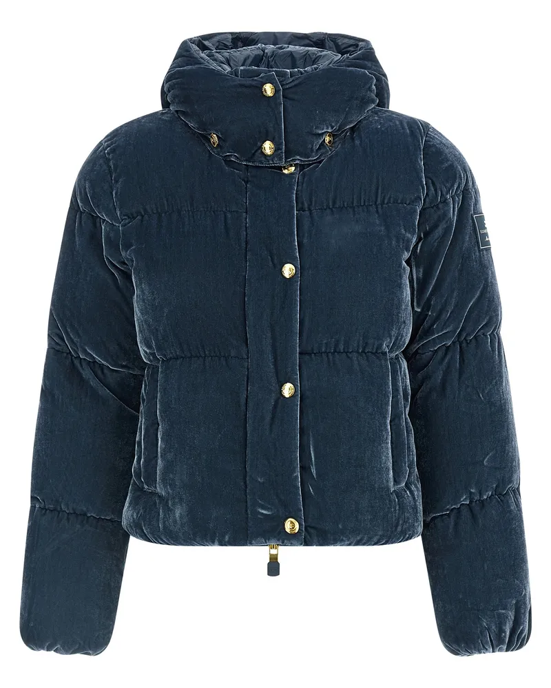 Elisabetta Franchi Velvet Down Jacke Blue