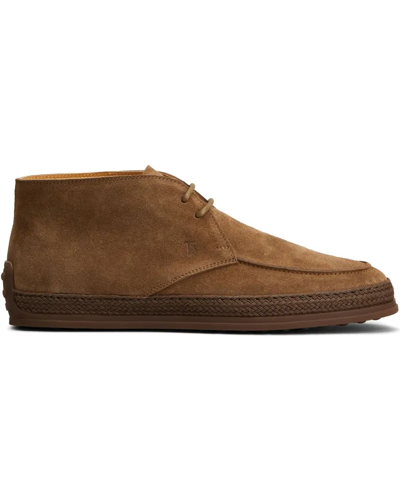 TOD'S Tod 's Wildleder -Leder -Knöchelstiefel Brown