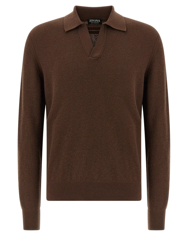 Ermenegildo Zegna Polo Oasi Cashmere Brown