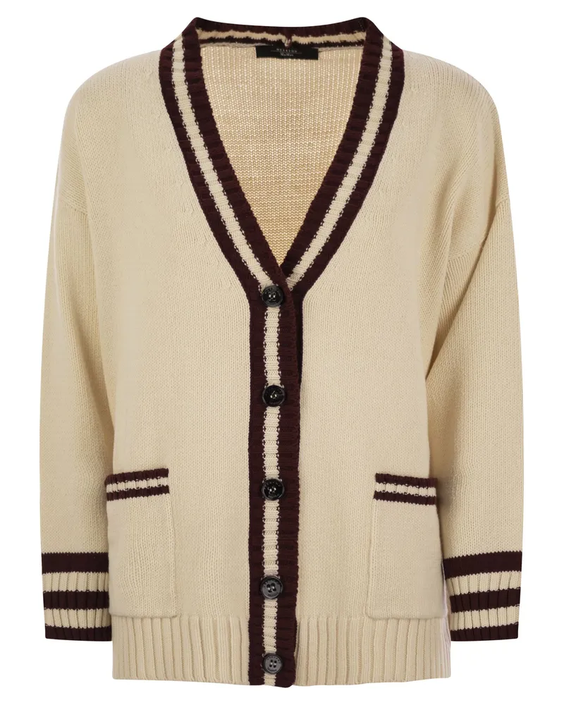 Max Mara Vicolo Strickjacke mit kontrastierenden Kanten Cream