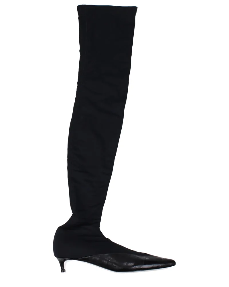 Givenchy Damens Oberschenkelhohe Stiefel Stoff Schwarz -