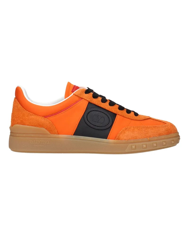 Valentino Garavani Herrens Orangefarbene Stoff-Sneaker -