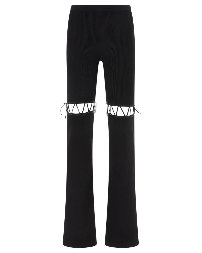 Nensi Dojaka flackerte geschnürte Leggings Schwarz