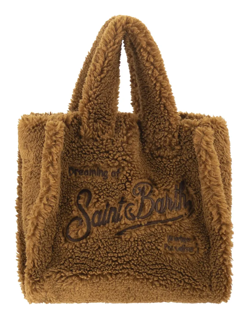 MC2 Saint Barth Vanity Mini Teddy Sherpa Handtasche mit Logo Brown