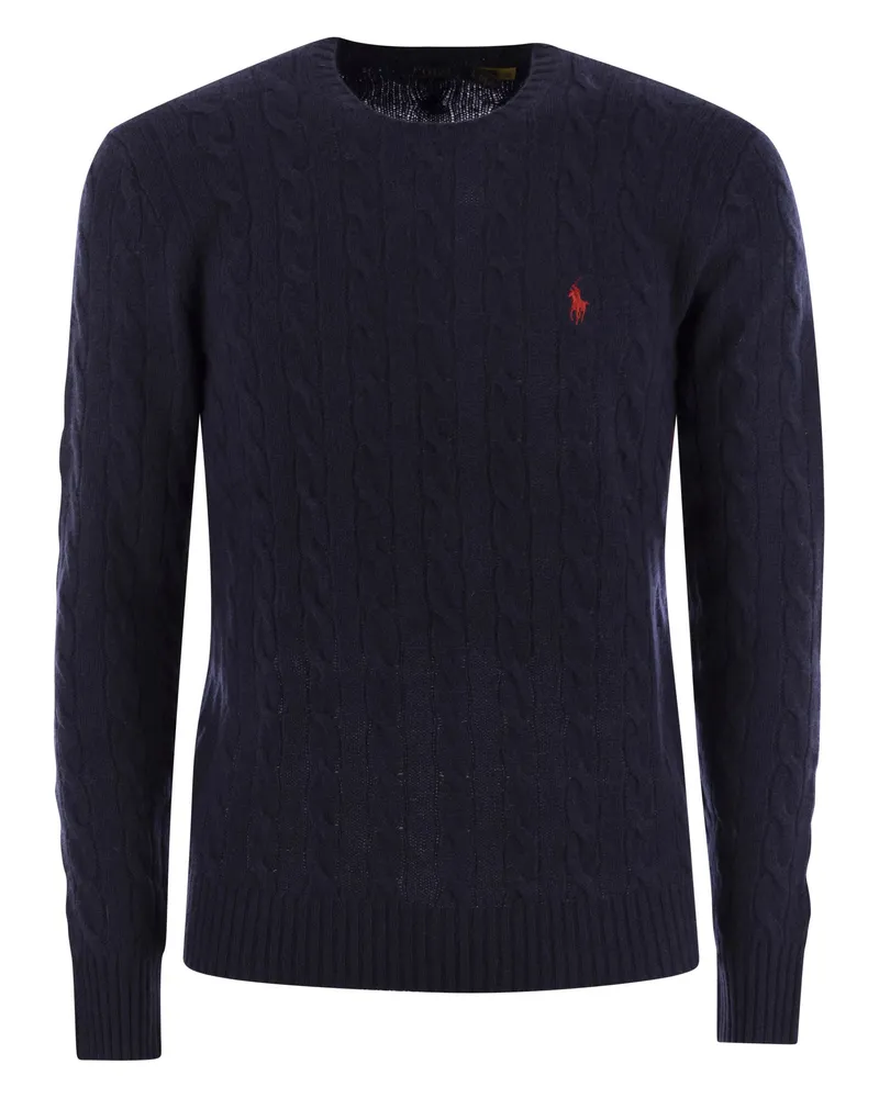 Ralph Lauren Wolle und Kaschmir -Kabel -Strickpullover Marine