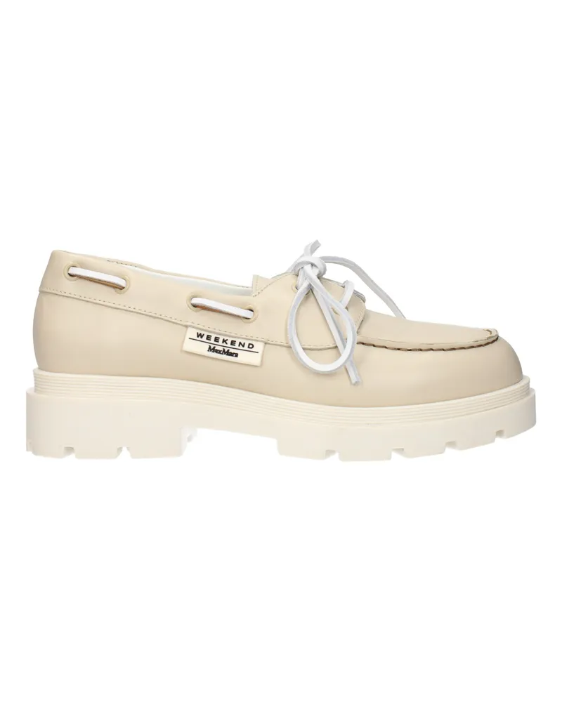 Max Mara Derby Weekend Damens Leder Beige/Elfenbein -