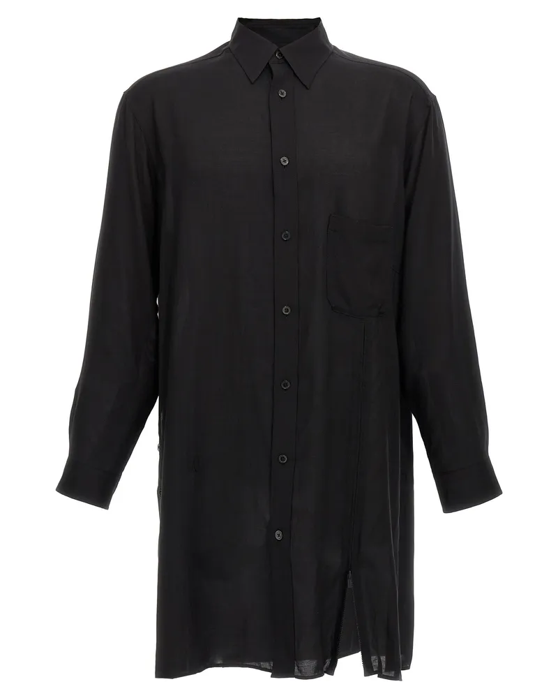 Yohji Yamamoto Cellulose -Rasen -Zip -Knopf -Bluse' Hemd Black