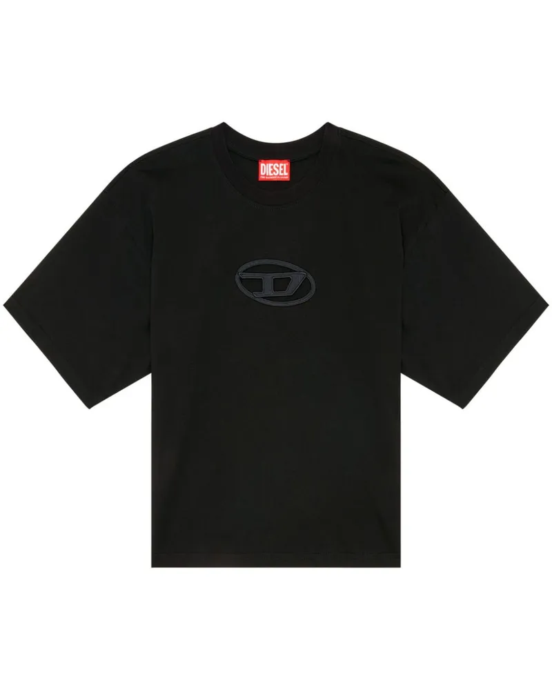Diesel T Buxt Crop Baumwoll -T -Shirt Black