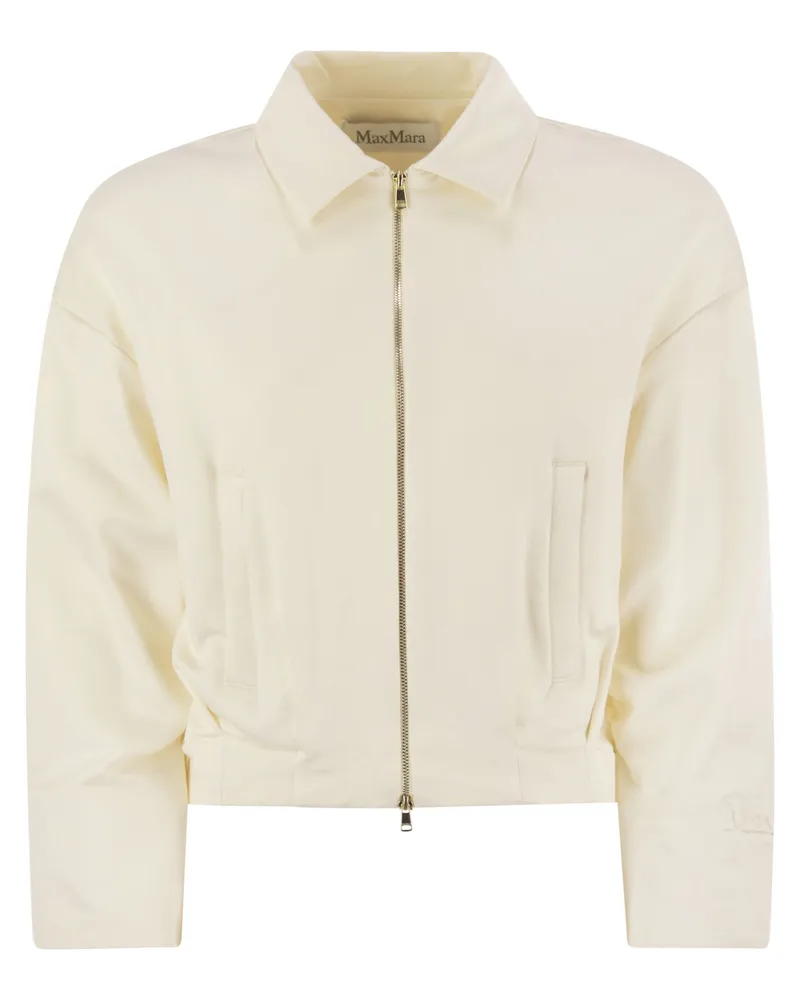 Max Mara Argenta Cropped Silk And Cotton Sweatshirt White