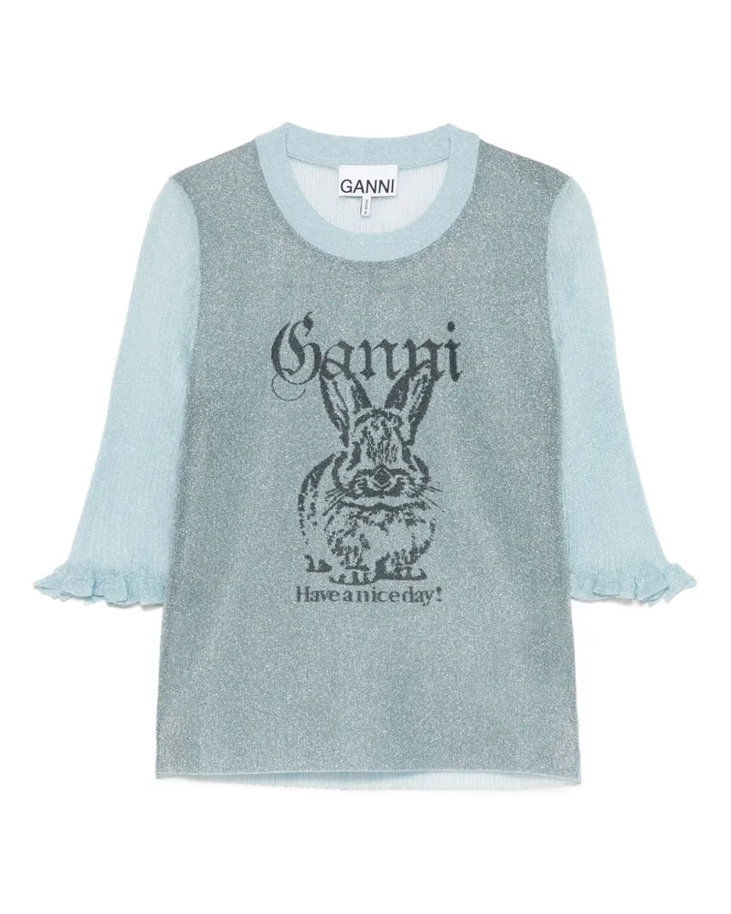 Ganni Bunny Crewneck Top Clear