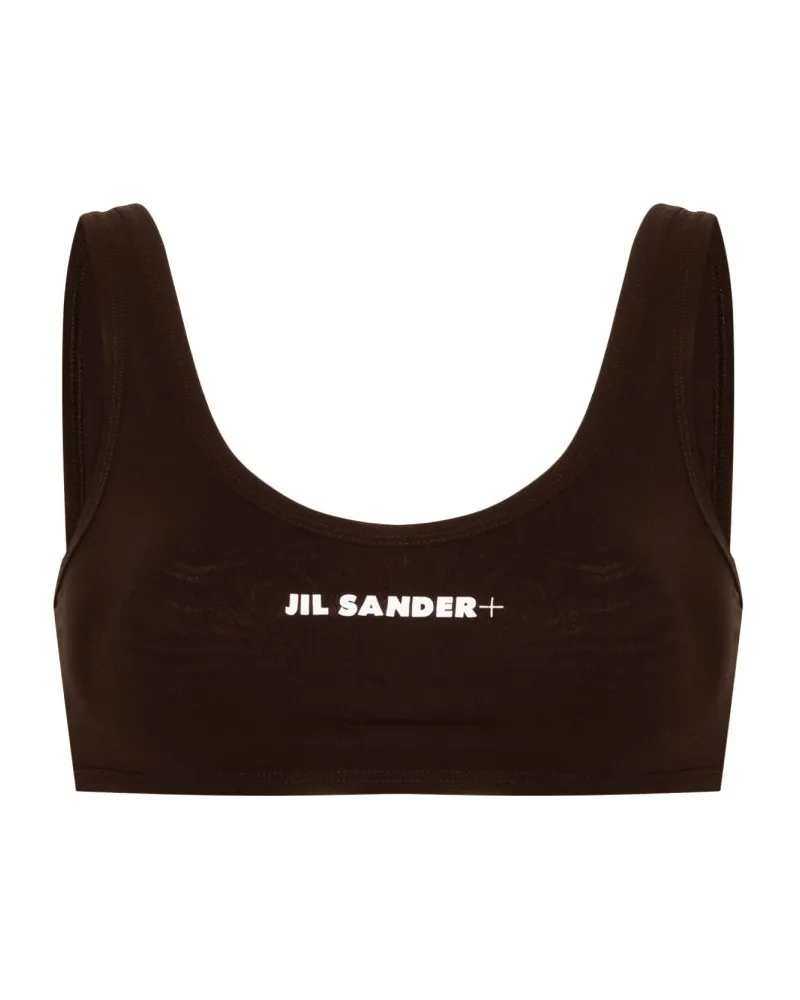 Jil Sander Logo Bikini Top Brown