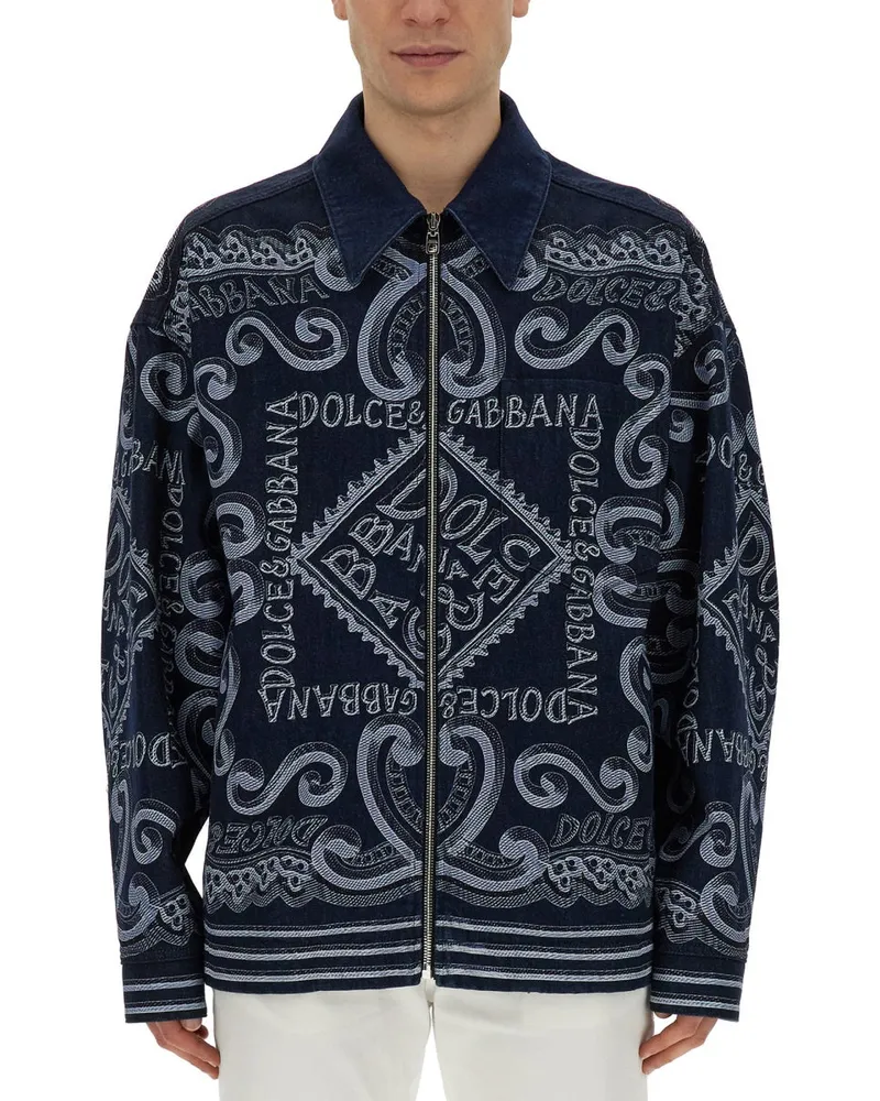 Dolce & Gabbana Navy Print Cardigan Blue