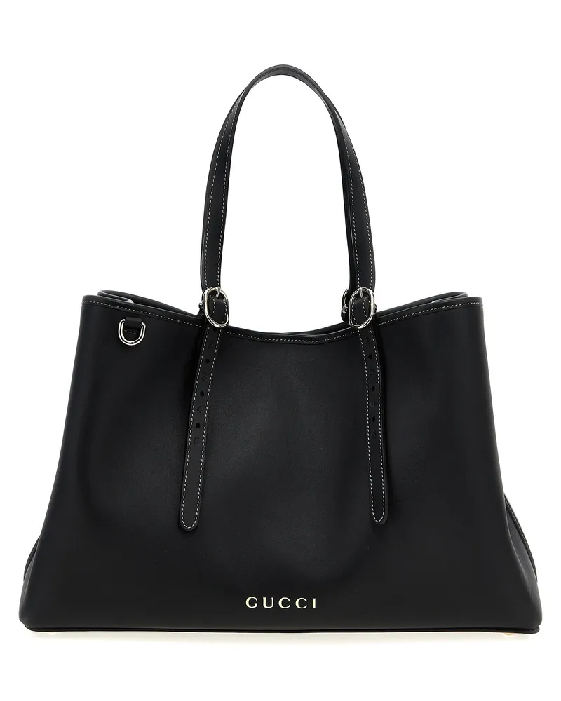 Gucci mittelgroße Einkaufstasche „GG Emblem Black