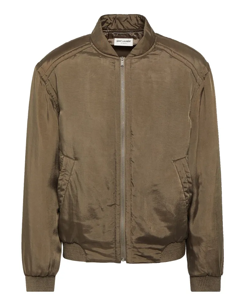 Saint Laurent Twill Teddy Bomberjacke Khaki