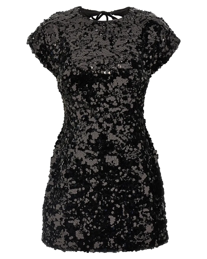 Ganni Velvet Pailletten Mini' Kleid Black