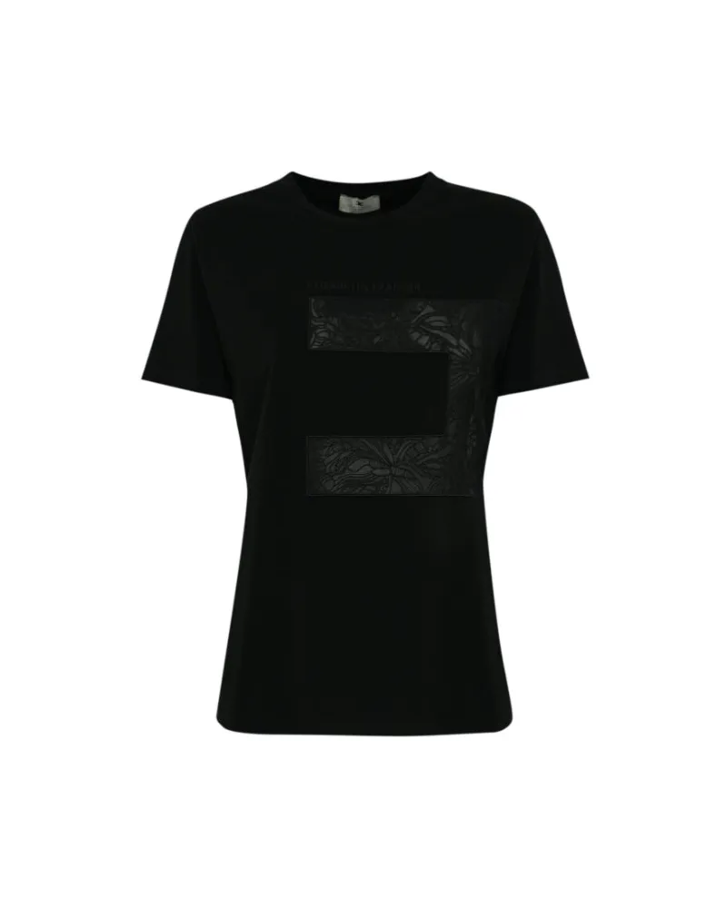 Elisabetta Franchi T -Shirt mit Makro -Logo Black