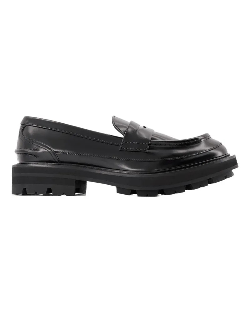 Alexander McQueen Slipper  schwarzes Leder Black