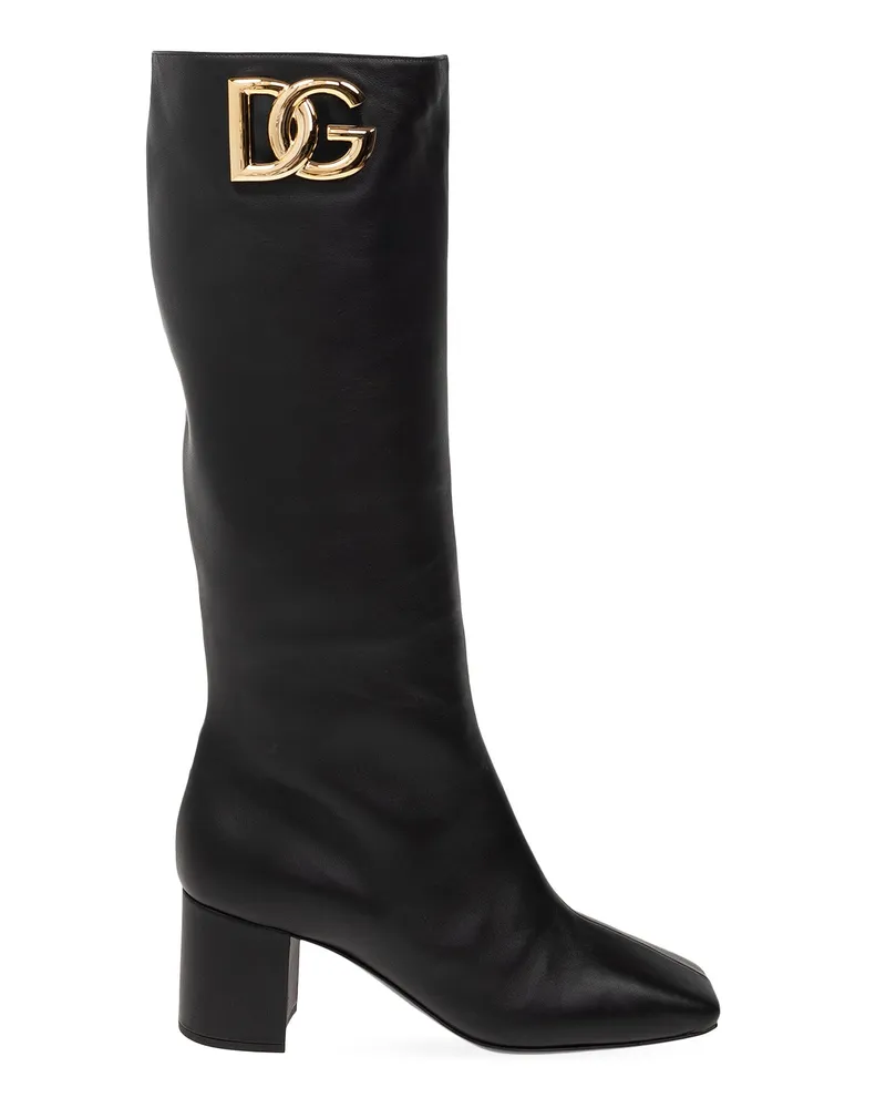 Dolce & Gabbana Lederstiefel Schwarz