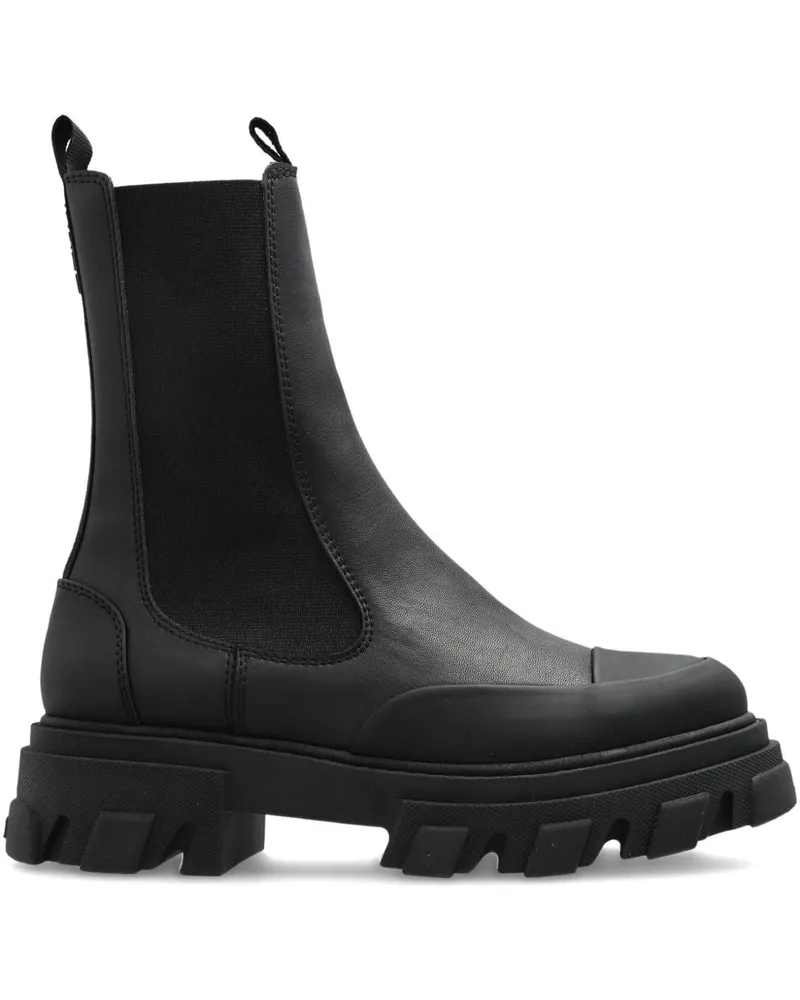 Ganni Chelsea Mid Lederstiefel Black