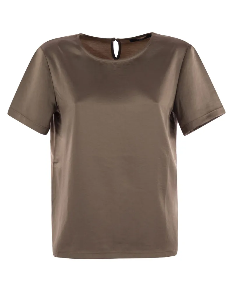Weekend Max Mara Wochenende Max Mara Gilbert Satin und Jersey T -Shirt Brown