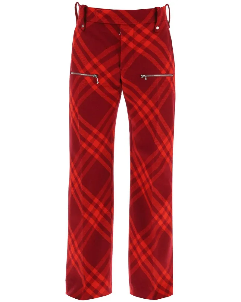 Burberry Check Wollhosen Rot